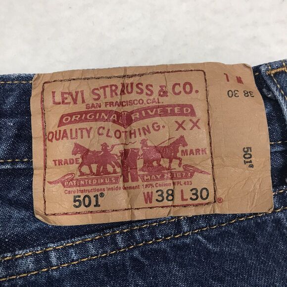 LEVIS 501 Jeans Men 36x28 (38/30 tag) Acid Fading Button Fly Denim Blue - Picture 6 of 15